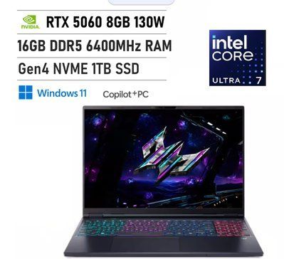Acer Predator Helios 16 AI PHN16-73 (Intel Core Ultra 7 255HX, 16GB, 1TB SSD, RTX 5060 8GB) acer_predator_16_5060 фото
