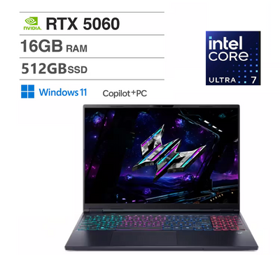 Acer Predator Helios 16 AI PHN16-73 (Intel Core Ultra 7 255HX, 16GB, 512GB, RTX 5060 8GB) acer_predator_16_5060 фото